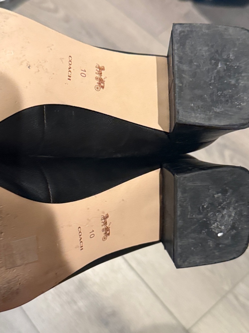 Coach Black Leather Block Heel Ballet Pump with Bow and Charm 10 - Picture 6 of 8